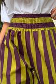 Bloc Stripe Wide Leg Pant Aubergine & Olive